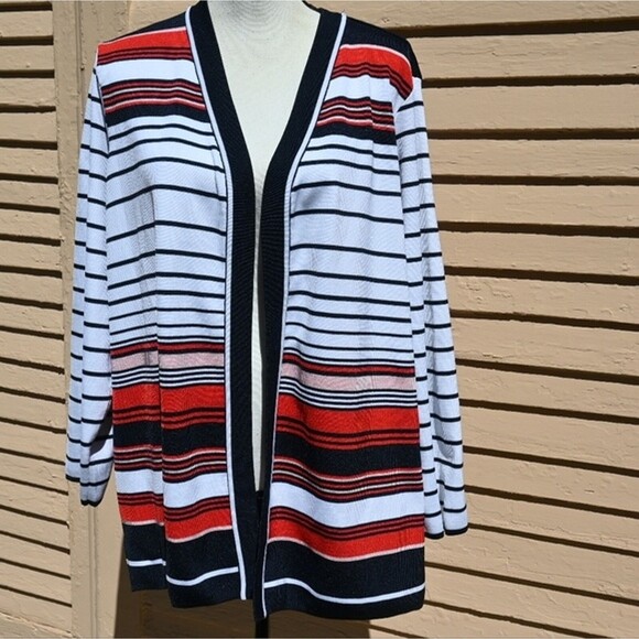 CJ Banks Multicolor Stripes Open Front Cardigan Sweater Women's Plus Size 1X - Picture 5 of 12